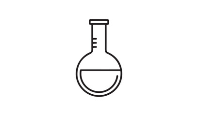 Simple Black Outline Icon of a Round Bottom Laboratory Flask for Chemistry and Science Education