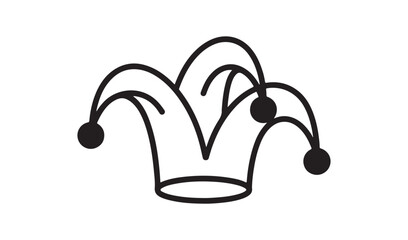 Jester Hat Outline Icon for Carnival Party and Medieval Entertainment Concept