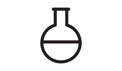 Minimalist Outline Icon of a Laboratory Boiling Flask with Liquid for Chemistry and Scientific Design