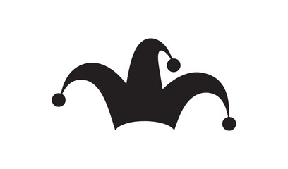 Joker Hat Silhouette Icon for Playing Cards Jester Character and Entertainment Design