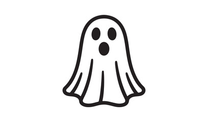 Scary Ghost Icon with Surprised Expression for Halloween Decoration and Spooky Concept