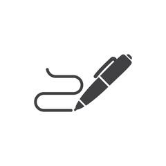 flat vector pen icon and signature
