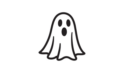 Halloween Ghost Silhouette Icon for Spooky Celebration and Paranormal Concept Design