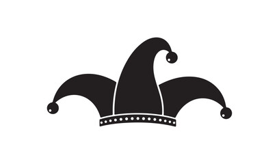 Jester Hat with Dotted Detail Silhouette Icon for Mardi Gras and Carnival Party Concept