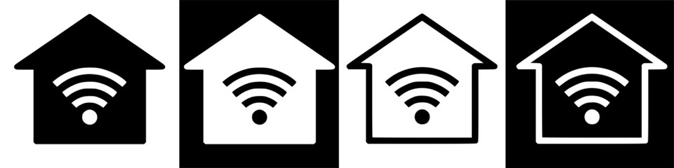 Smart home wireless network icon set for modern digital connectivity solutions