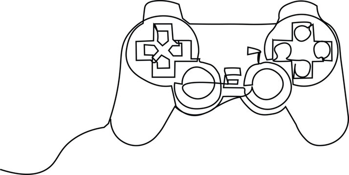 Gamepad Controller Joystick Line Art Icon Isolated on White Background - Powered by Adobe