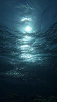 Light penetrates and fine particles dance A captivating probability scene underwater