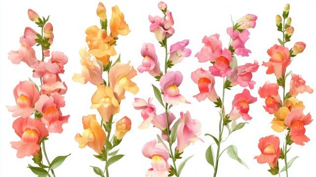 Colorful snapdragons in full bloom displaying vibrant pink and orange hues.