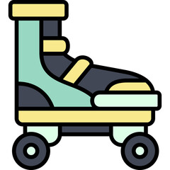 Roller Skate Illustration on Filled Line Style

