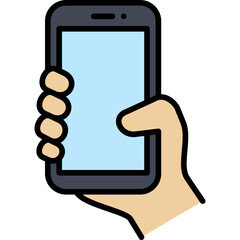 Illustration of Hand Holding a Mobile Phone
