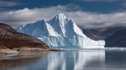 Arctic landscape,top view on icebergs and mountains , Greenland