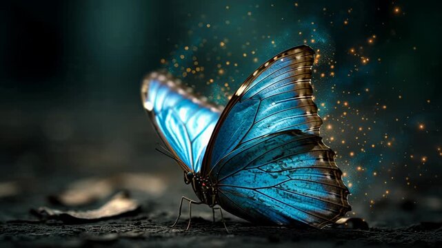 Animal Blue Morpho Butterfly Ethereal Glow Magic Dust Fantasy Macro