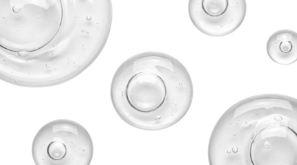 Clear Cosmetic Gel Drops on White Background Product Shot