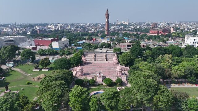 Aerial view of Kudiya Ghat on the Gomti River in Lucknow, India