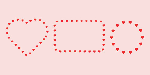 frame with heart shapes on pink background-vector illustration