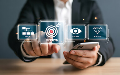 Business strategy concept with digital icons