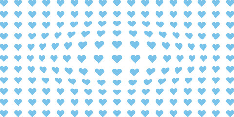 A repeating pattern of small light blue hearts on a white background