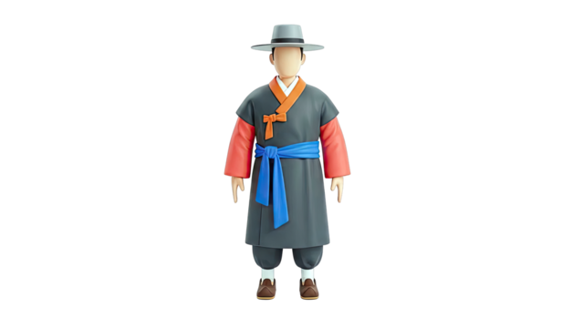 3D character in traditional Korean attire - Powered by Adobe