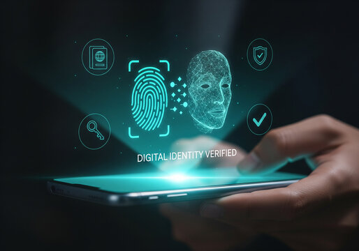 Digital identity verification on a smartphone with biometric security - Powered by Adobe