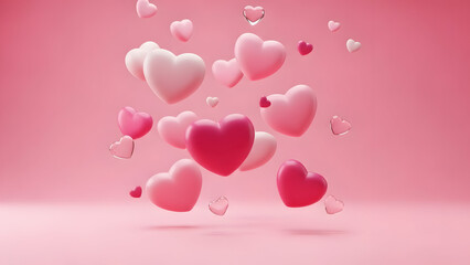 Valentines day hearts love pink background