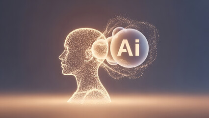 Human Centered Artificial Intelligence Concept with Soft Emotional Light