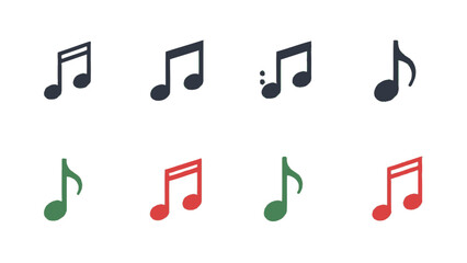 Musical notes icons set collection of various music symbols for design © Saji