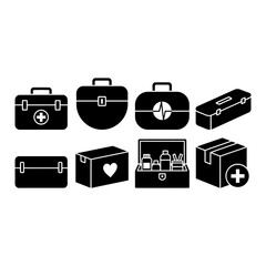 Medical Box Icon Set &ndash; Flat Minimal First Aid Symbols