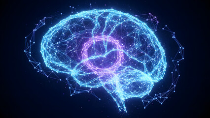 Artificial Intelligence Technology Concept with Glowing Digital Brain