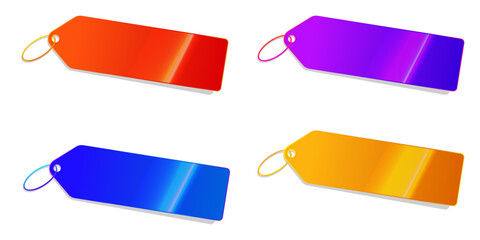 Set of colorful blank 3D glossy price tags isolated