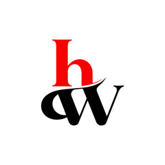 Stylish red h and black w combined monogram logo
