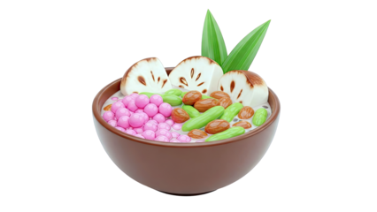 Dessert Bowl with Soursop Slices, Pink Boba, and Nuts