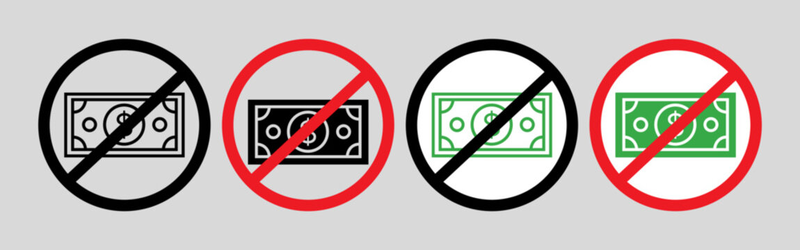 no cash icon Simple thin line logo set.