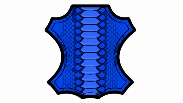 Bright blue python skin pattern on a stylized leather hide shape
