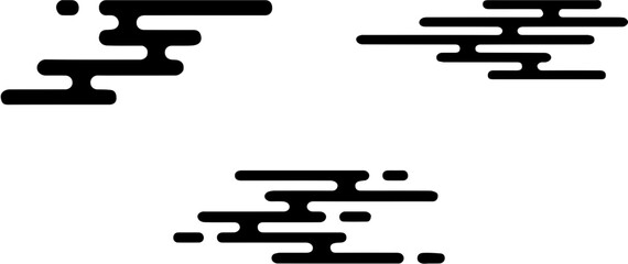 Traditional Japanese Clouds Pattern Silhouette, Oriental Decorative Ornament Vector