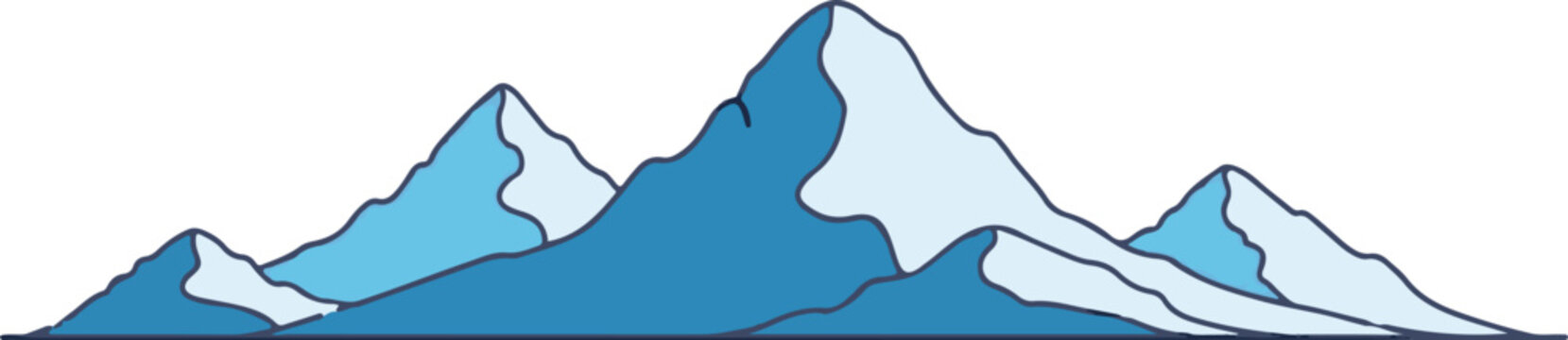 Abstract mountain range with varying shades of blue