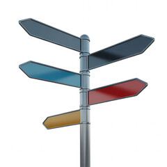 Four colored directional signpost arrows pointing left and right transparent... isolated on a transparent background