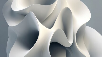 Abstract Sculpture of Curved Forms in Neutral Tones Reflecting Light and Shadow with Elegant, Smooth Surface Texture for Artistic Interpretations