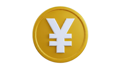 Gold Coin with Japanese Yen Symbol