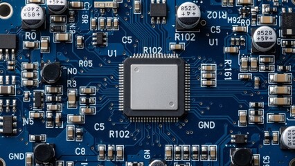 Two computer processors with green PCB isolated on white