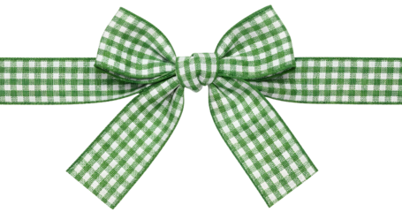 [Generative AI] 그린 체크무늬 리본 보우 선물 포장 장식