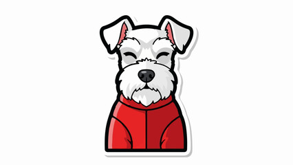 Obraz premium Adorable white dog with a beard and eyes closed, wearing a red jacket