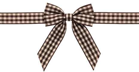 [Generative AI] 브라운 체크무늬 리본 보우 빈티지 선물 장식