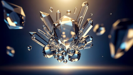 Luxury Crystal Abstract Background with Sparkling Glass Light Effects