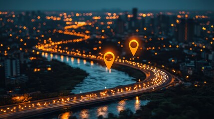 Night city highway navigation route planning