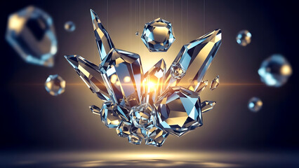 Luxury Crystal Abstract Background with Sparkling Glass Light Effects