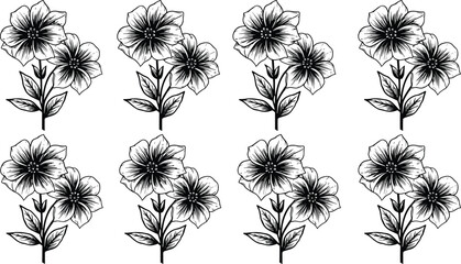 flower, stem, floral, silhouette, black, vector, illustration, leaf, petal, nature, decorative, elegant, design, art, botanical, outline, pattern, repeat, texture, motif © MDMOHOBBAT