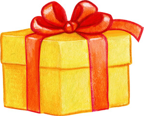 Watercolor hand drawn colorful gift box