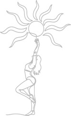 Woman reaching out to touch the sun