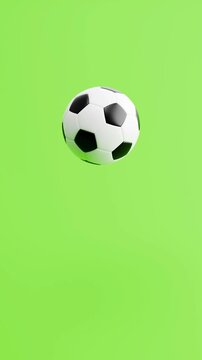 Soccer Ball Bouncing Seamless Loop on Green Background with Copy Space, Vertical (Portrait) Format, 3D Animation