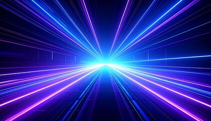 Obraz premium Futuristic digital corridor with abstract light rays and vibrant colors